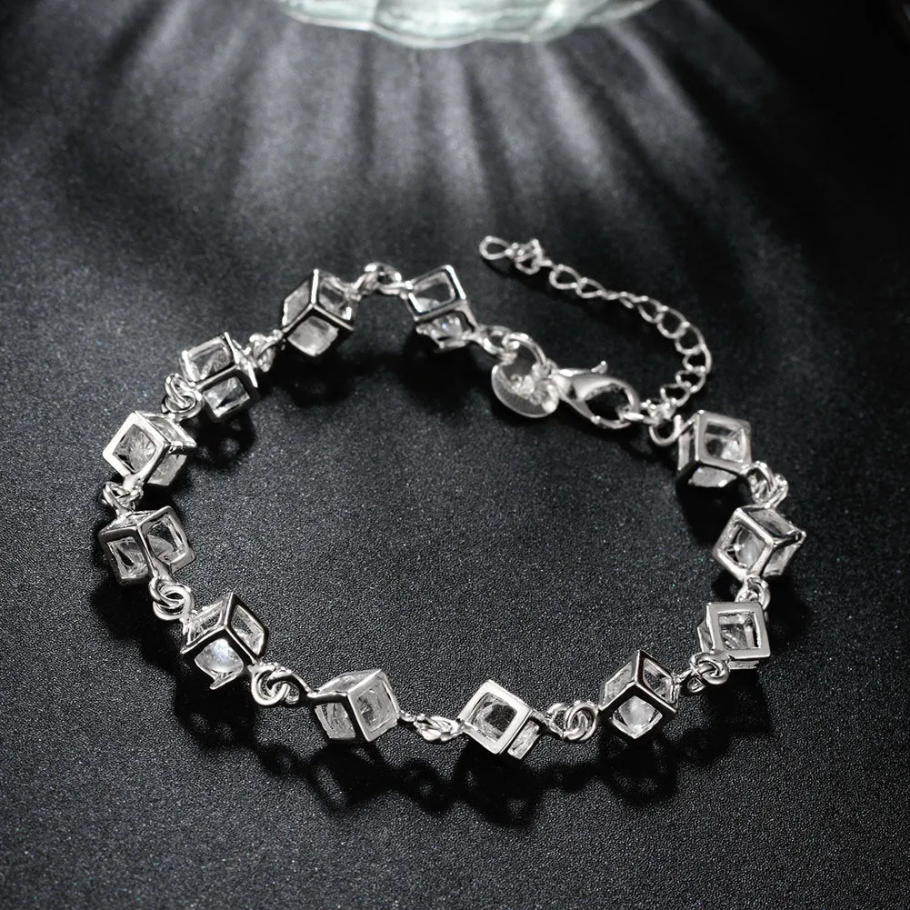 Zirconium Diamond White Stone Checkered Bracelet